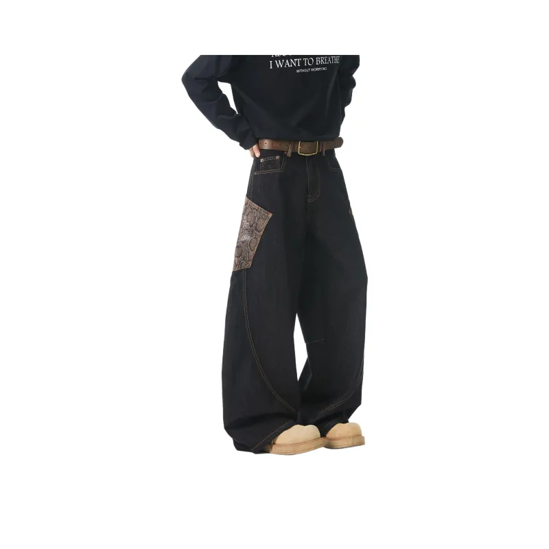 HOKLV Jeans Unisex Black-2