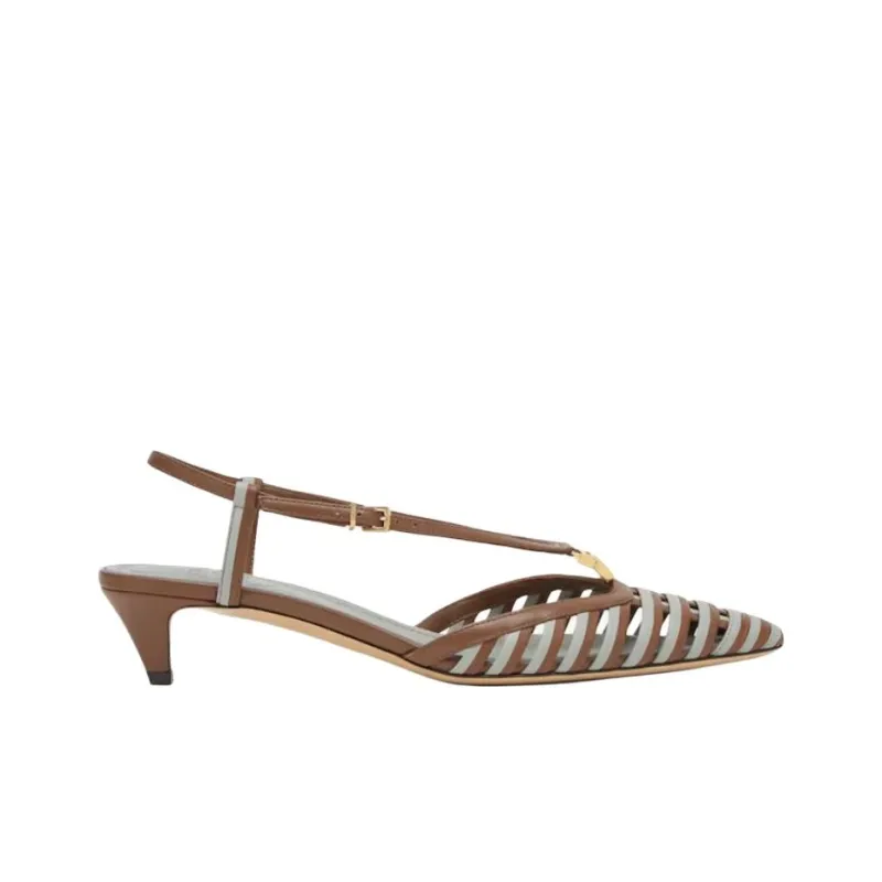 FENDI FFold Cone Heel High Heels 4cm Women's Brown-1