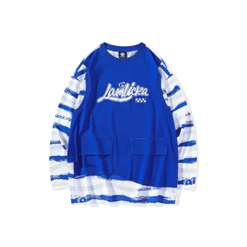 LAMLICKA Long Sleeved T Shirt Unisex Blue