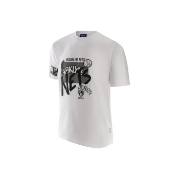 NBA Drop Shoulder Sleeve T Shirt Men's White