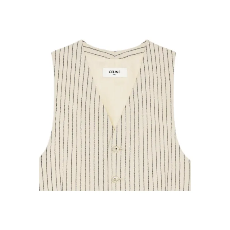 CELINE Vest In Striped Wool Gabardine-3