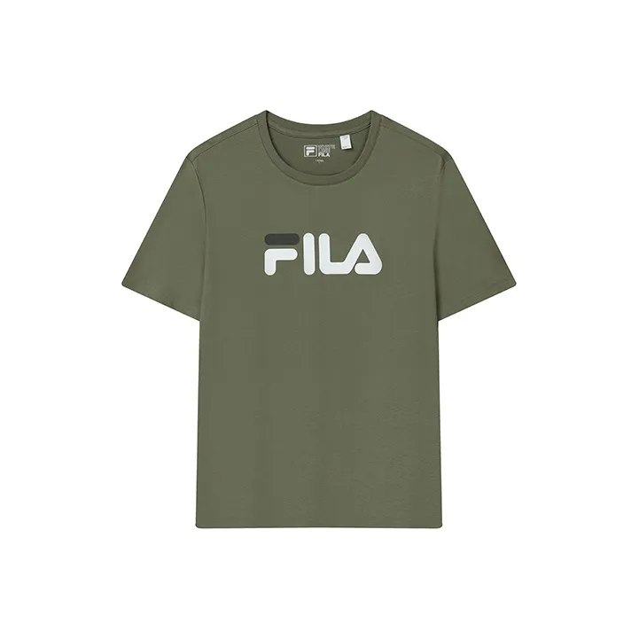 FILA Drop Shoulder Sleeve T Shirt Unisex Evergreen Rock Green-0