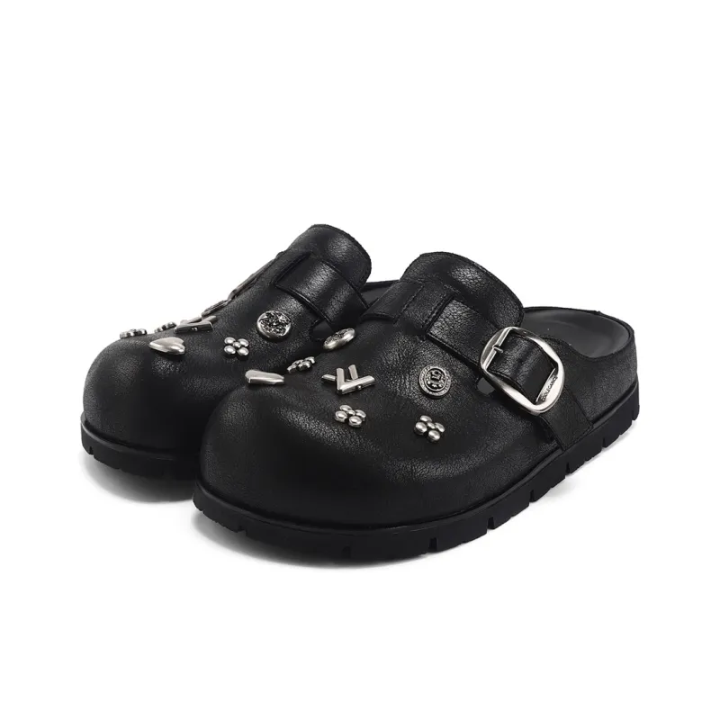 DHARRY Leisure Time Collection Slip Resistant Abrasion Resistant Closed Toe Slippers Women's Black-1