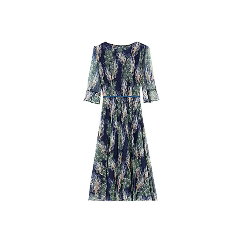 PAIN OR PLEASURE Summer Short Sleeved Dresses Women's Blue-1