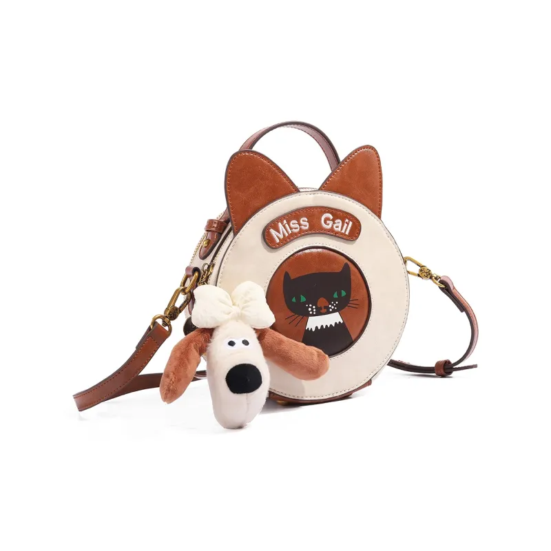 MISS GAIL Synthetic Leather Handbag Regular Women's White & Brown-5