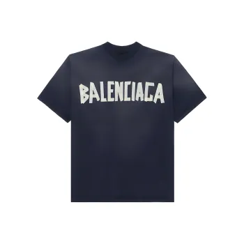 Balenciaga Men Tape Type Medium Fit T shirt Black Faded