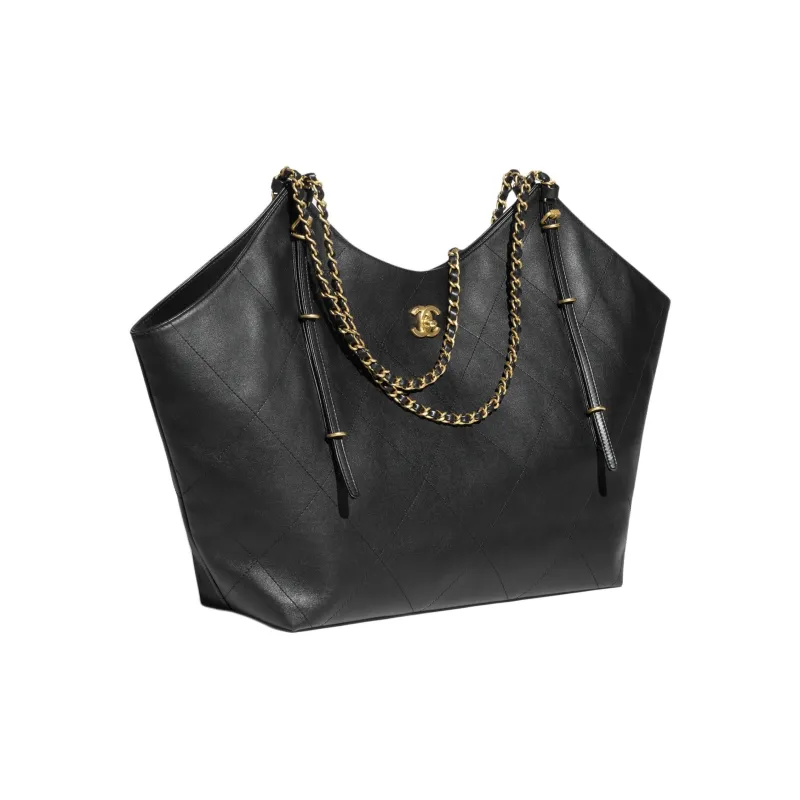 CHANEL Calfskin Tote Bag, Shopping Bag, Shoulder Bag Women's Black-1