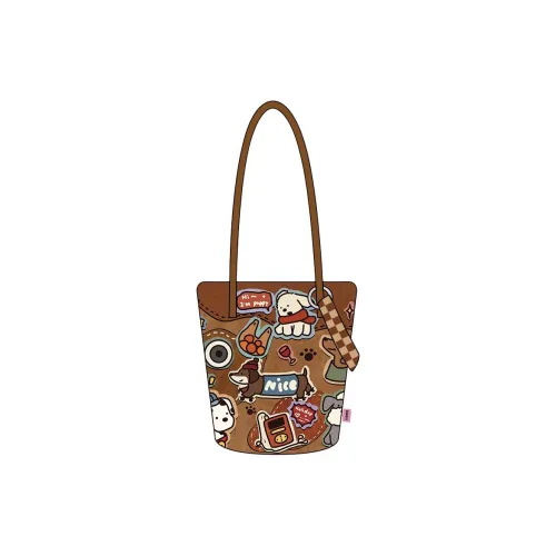 Perfect Styles Diagonal Corn Short Plush Shoulder Bag Women's Brown