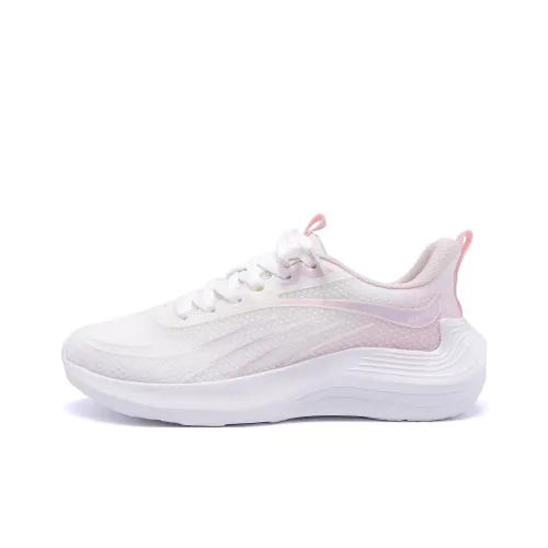HUANQIU Lightweight Anti Slip Low Top Casual Running Shoes Women's White Pink
