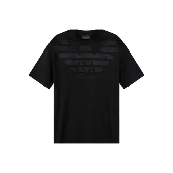 EMPORIO ARMANI SS23 Drop Shoulder Sleeve T Shirt Men's Black
