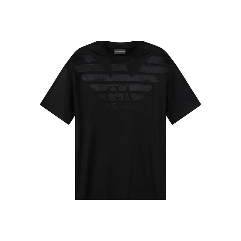 EMPORIO ARMANI SS23 Drop Shoulder Sleeve T Shirt Men's Black-0