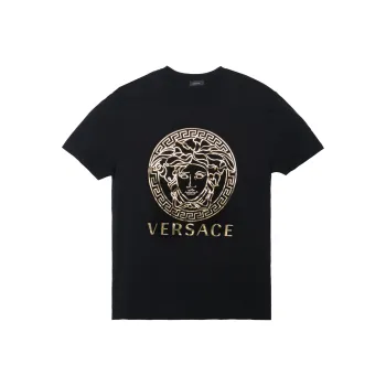 VERSACE Men Logo Medusa Print Short Sleeve T shirt Black
