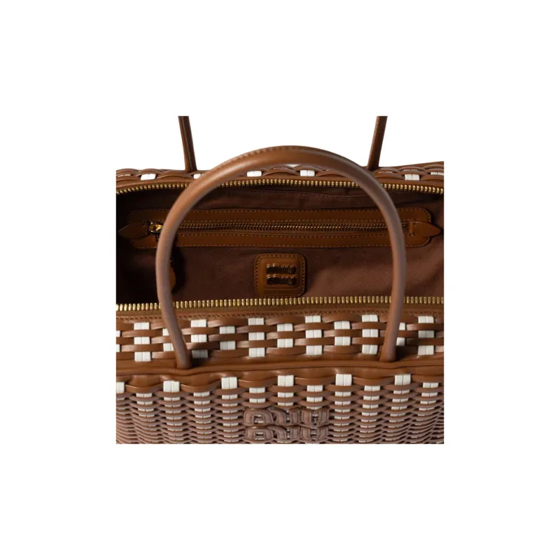 MIU MIU Beau Cow Leather Handbag Unisex Brown-3