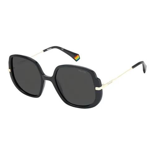 Polaroid Polycarbonate Square Sunglasses Women's Black