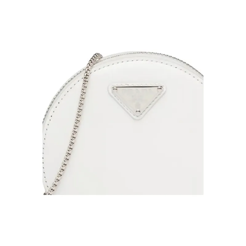 PRADA Leather Clutch Mini Women's White-4
