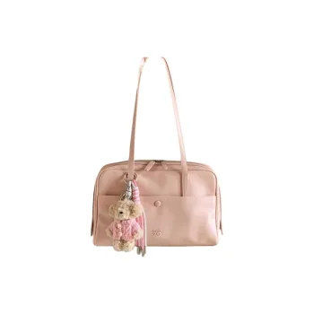PAYOT Microfiber Synthetic Leather Shoulder Bag Women's Pink/Ecru