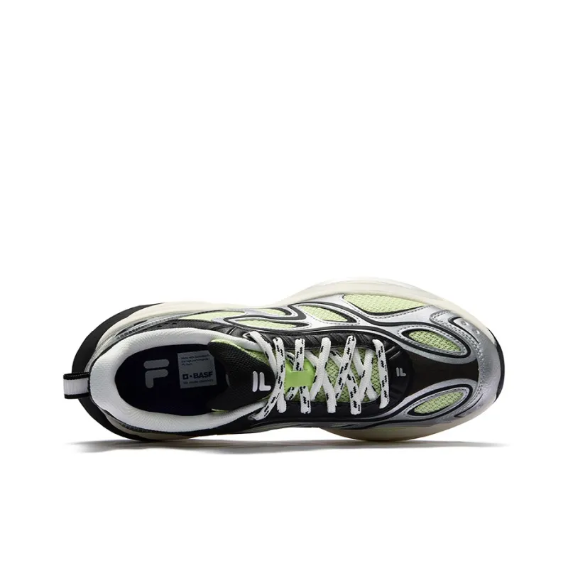FILA FUSION Anti Slip Wear Resistant Low Top Casual Running Shoes Men's Green Silver-4