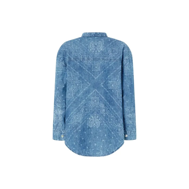PINKO Bandana print Denim Blouse-1