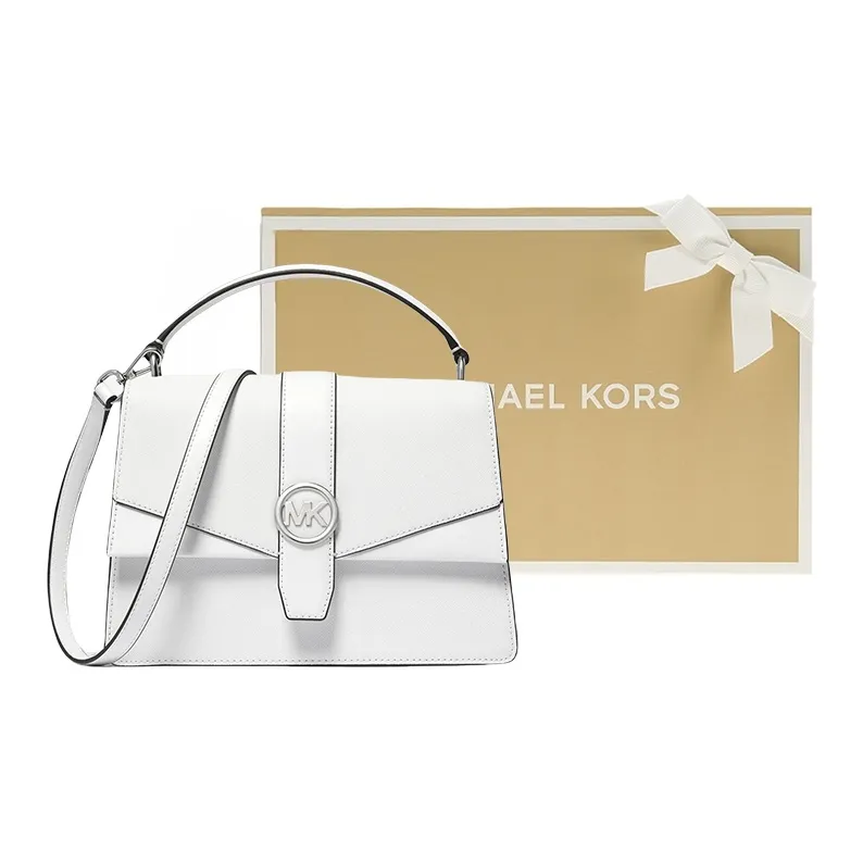 MICHAEL KORS Greenwich Artificial Leather Briefcase, Shoulder Bag, Crossbody Bag, Handbag Medium Size Women's White-2