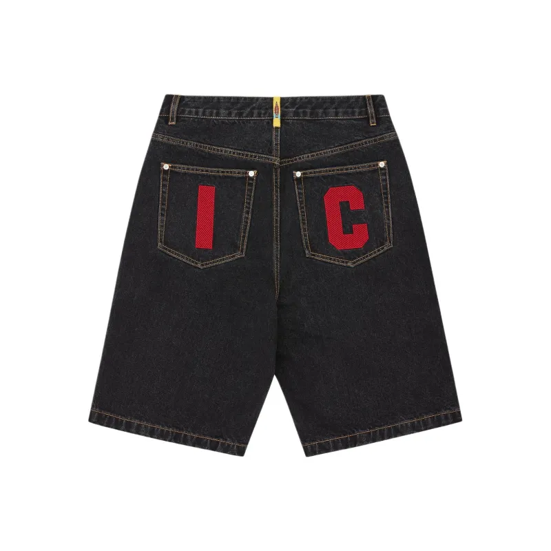 ICECREAM Spring Denim Collection Denim Shorts Unisex Black-1