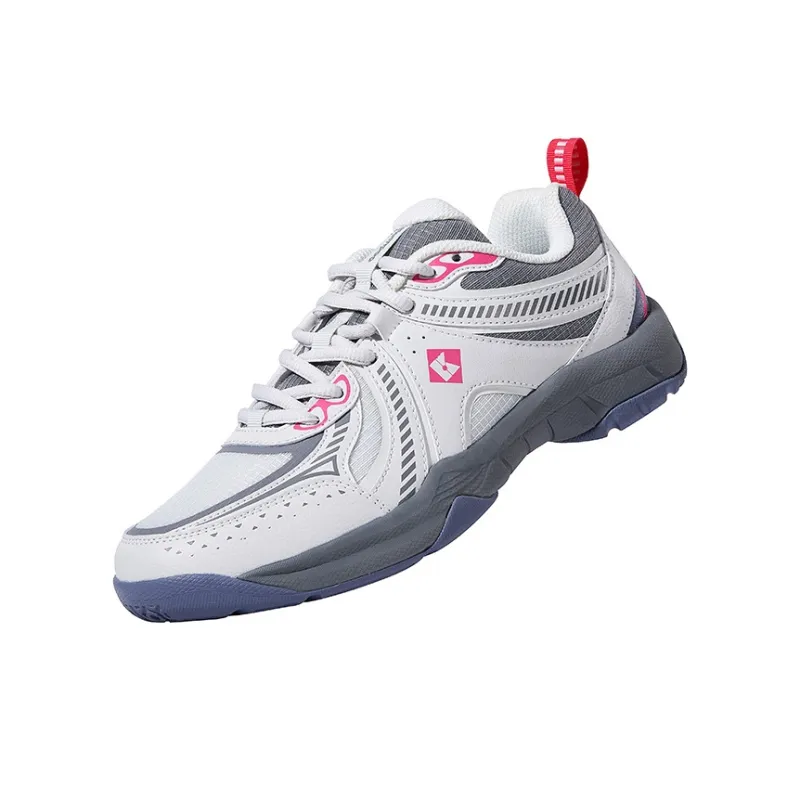 KUMPOO Cushioning Breathable Support Low Top Badminton Shoes Unisex White Gray Pink-1