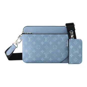 LOUIS VUITTON Trio Coated Canvas Messenger Bag Crossbody Bag Shoulder Bag Women's Sky Blue