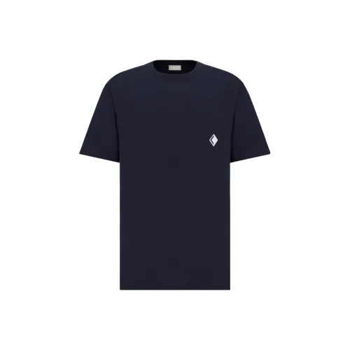 DIOR Geometric Pattern Crew Neck Short-Sleeved T-Shirt Men's Marine Blue