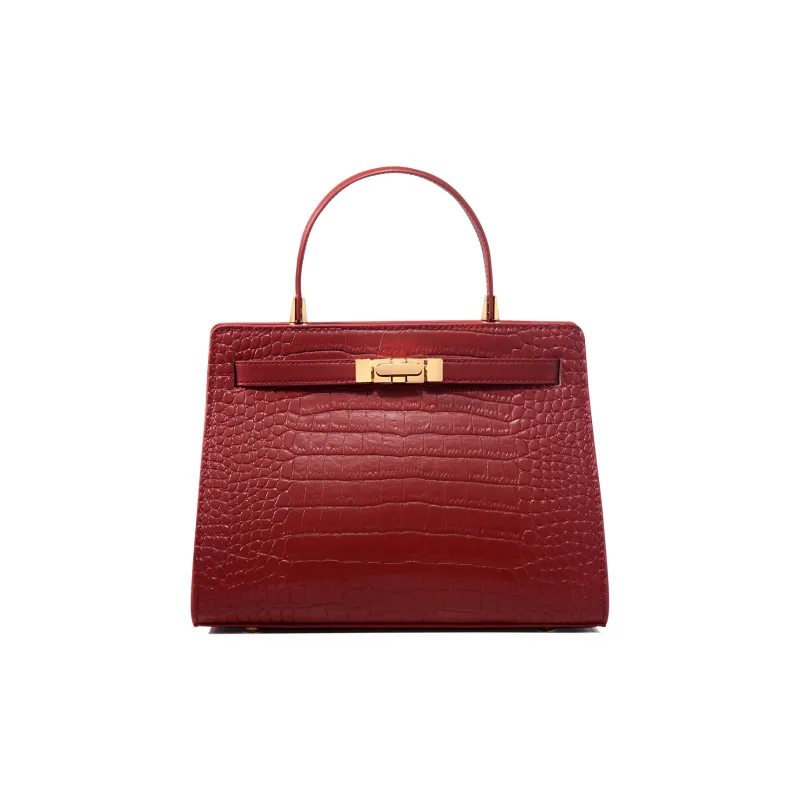 HACIN PU Crossbody One Shoulder Handbag Women's Crocodile Pattern Red-0