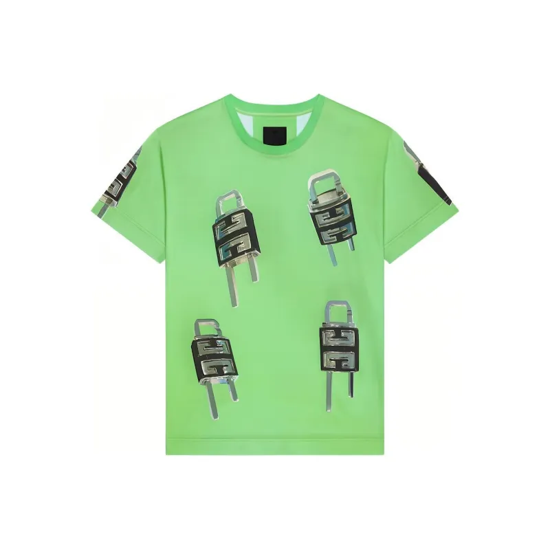 GIVENCHY Lockhead Pattern Crew Neck Casual Short Sleeved T Shirt Men's Green-0