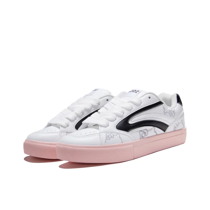 GZOZ Coverage Cushioning Abrasion Resistant Low Top Skateboard Shoes Women's White Pink Black-2