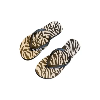 Meter Ins Zebra Print Flip Flops For Men And Women's Summer Home Slip Resistant Flat Bathroom Bathing Slippers