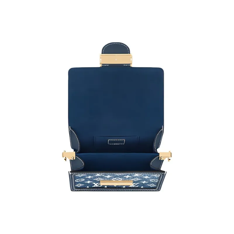 LOUIS VUITTON Dauphine Denim Daphne Handbag Shoulder Bag Women's Blue-3