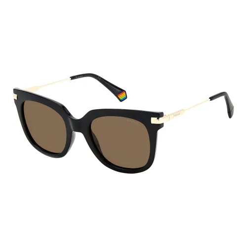 Polaroid Polycarbonate Irregular Shape Sunglasses Women's Black