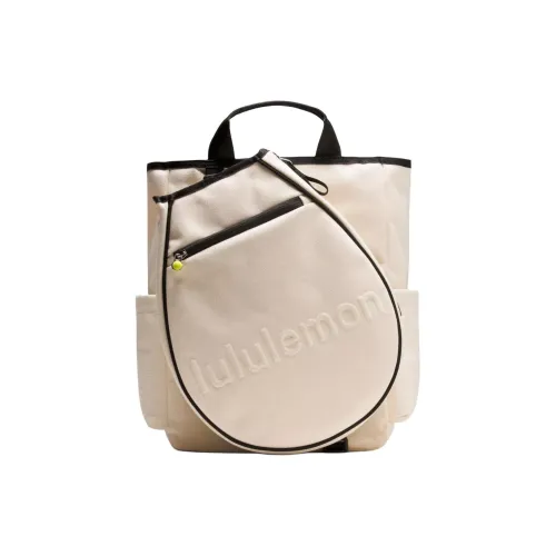 Lululemon Cotton Ball Racket Bag Backpack Handbag Unisex Natural & Black