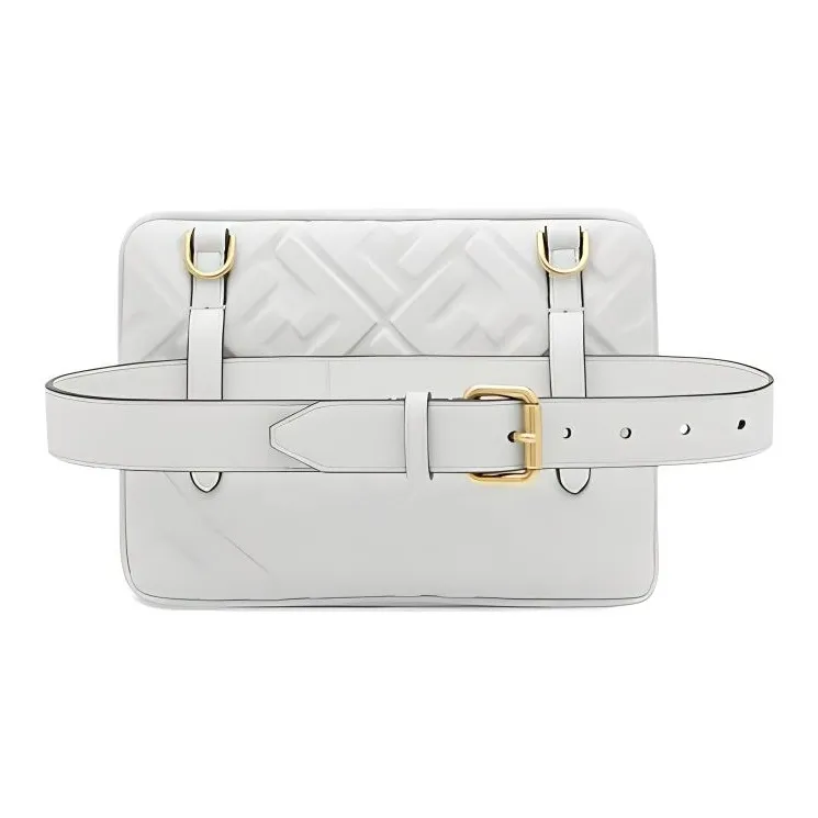 FENDI Lambskin Fanny Pack, Sling Bag, Shoulder Bag, Crossbody Bag, Handbag Women's White-1