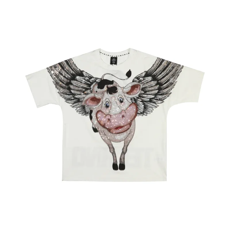 TCH Heavy Duty Studded Rich Vintage American Casual Men's Style Loose Slimming Short Sleeved T Shirts Unisex-0