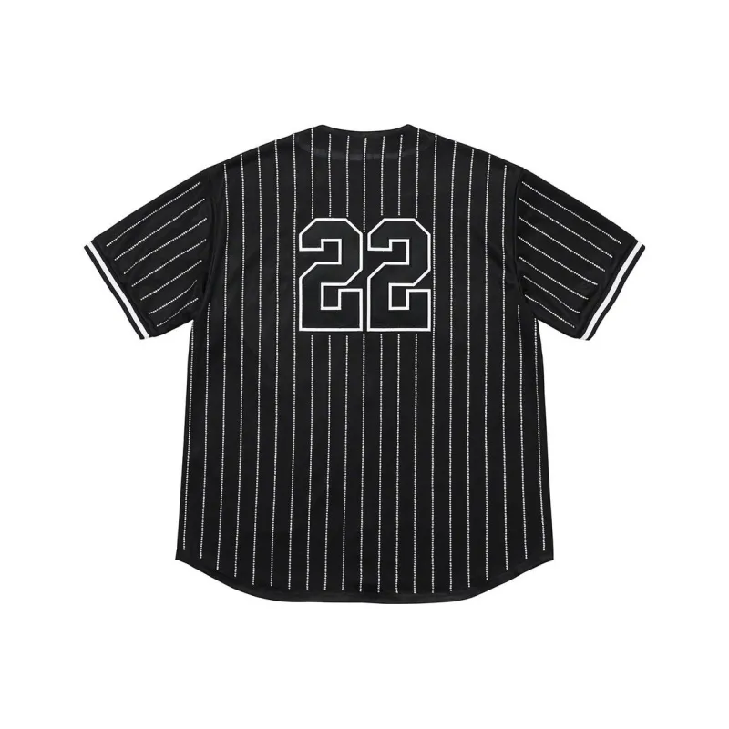Supreme Rhinestone Stripe Baseball Jersey-2
