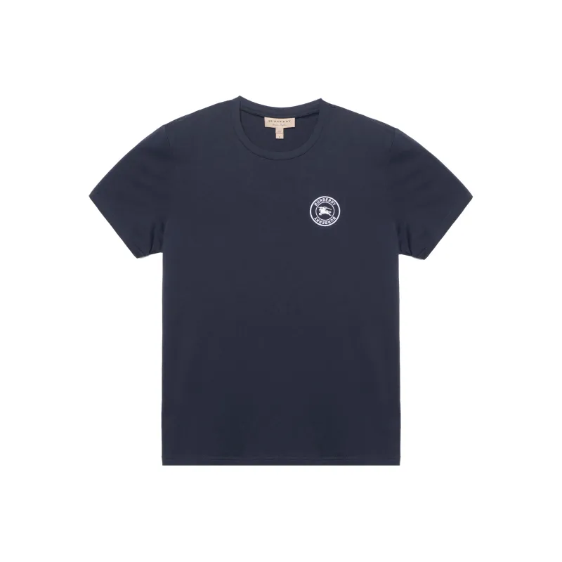 Burberry Embroidered Logo Cotton T shirt-0