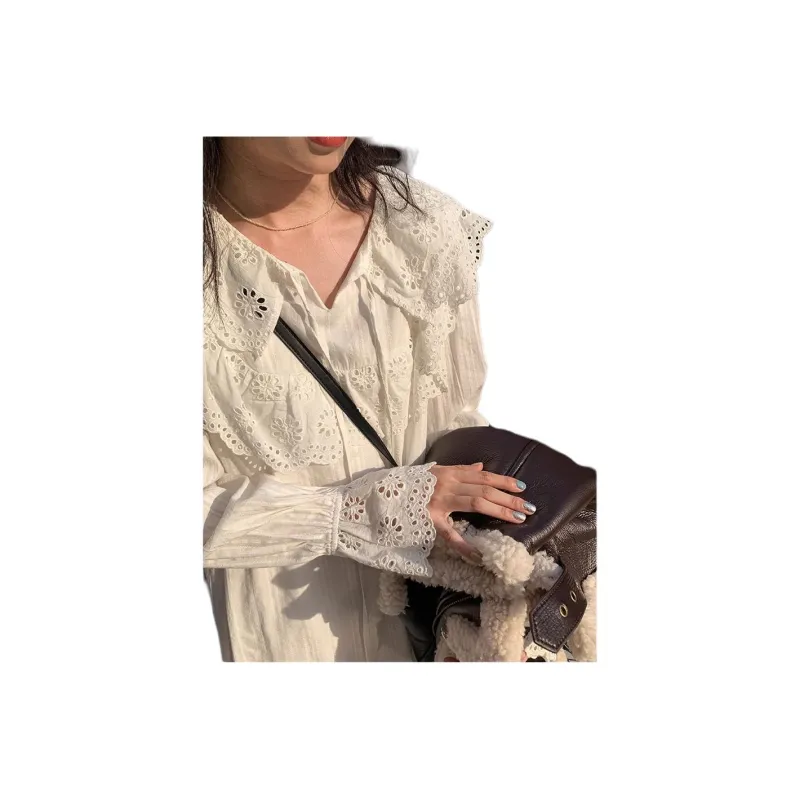 XINBANGBANG Long Sleeved Dresses Women's White-1