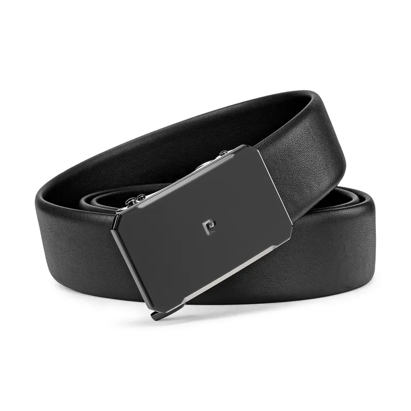 PIERRE CARDIN Cow Head Leather Belts Men's Black 3.45CM-5