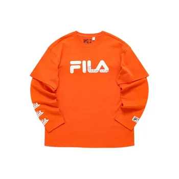 FILA FUSION Drop Shoulder Sleeve T Shirt Men's Persimmon Orange