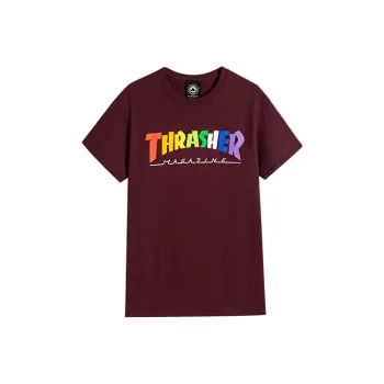 Thrasher T Shirt US Version Unisex Burgundy
