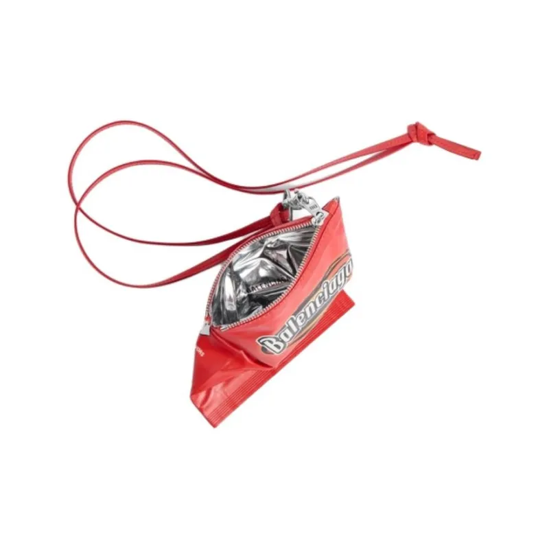 Balenciaga Cow Leather Cell Phone Pouch Unisex Red-3