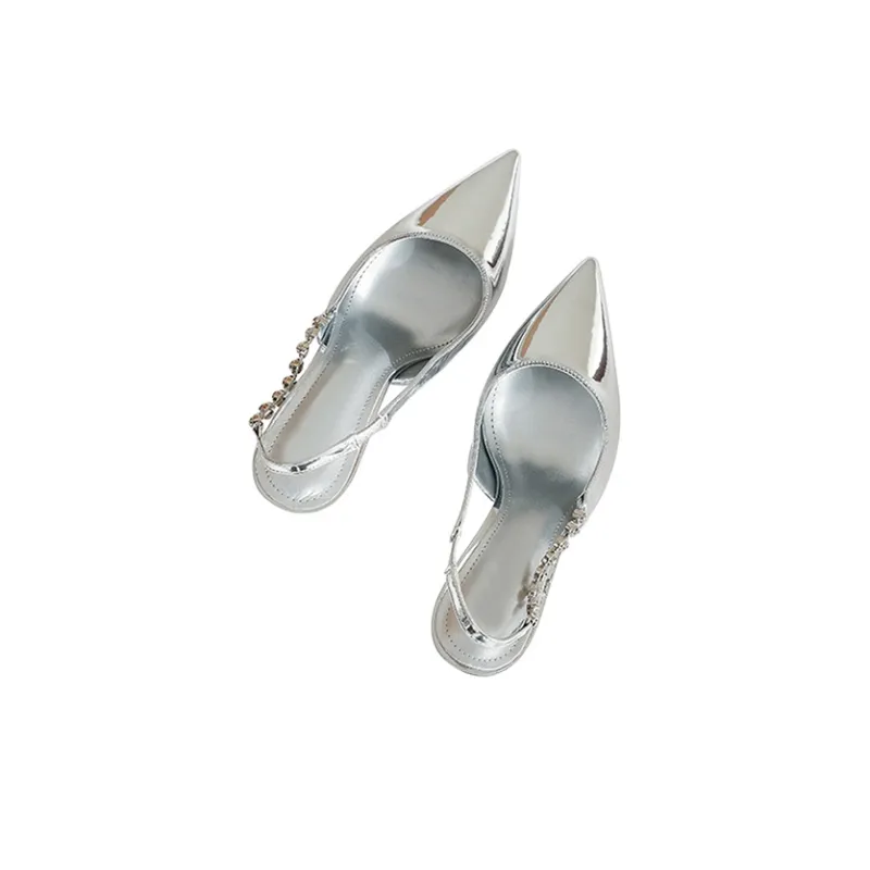 TADSW Slim Heel High Heels Women's Silver-2