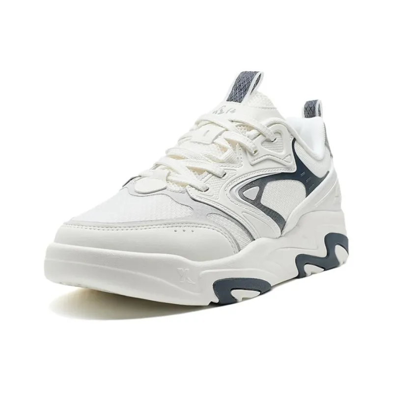 XTEP Undercurrent Breathable, Slip Resistant, Lightweight Low Top Skateboard Shoes Men's Sail White Blue-1