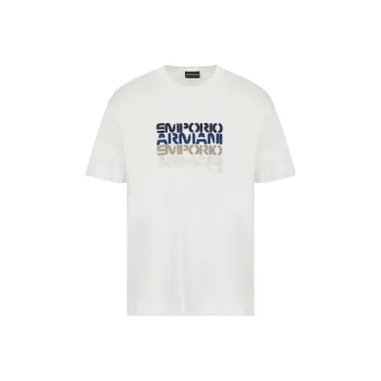EMPORIO ARMANI Drop Shoulder Sleeve T Shirt Men's White