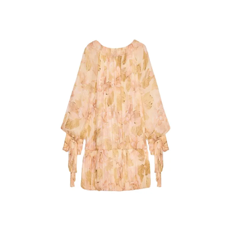 ZARA ZW Series Long Sleeved Dresses Women's Apricot-1