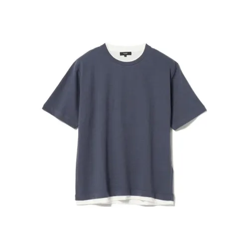 Beams T-Shirts Men Marine Blue
