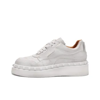 Viplander Dusty Shoes Balance Height Increasing Low Top Skateboard Shoes Women's Distressed White