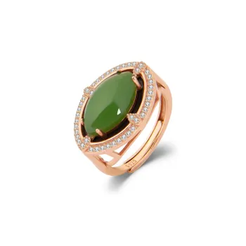 JIAHAOJADE Be A Rich Lady New Chinese Style Ring 925 Sterling Silver Jasper Women's